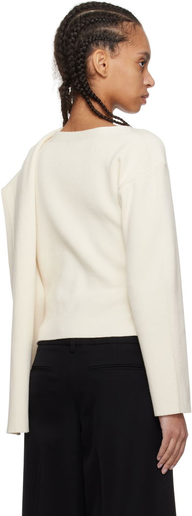 Пуловер Erdem Erdem Drape Detail Ribbed Knit Sweater Бяло | PS25_KT7_WWRK, 2