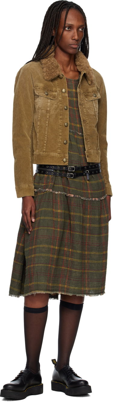 Яке R13 Skinny Corduroy Trucker Jacket with Faux Fur Collar Кафяво | R13WD206-D363A, 3