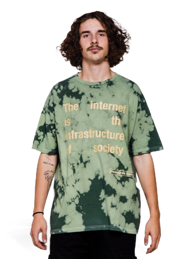 Тениска Pleasures Internet Dyed T-Shirt Зелено | P21F049