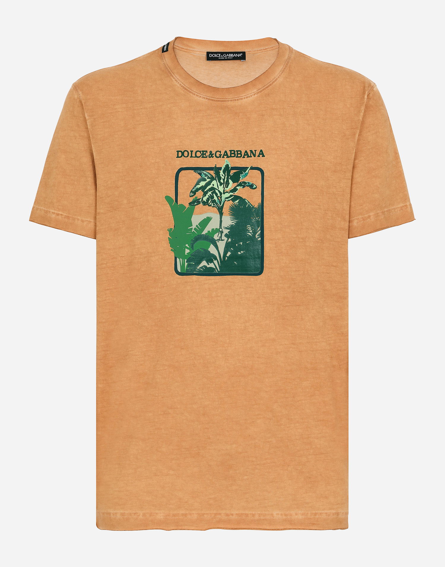 Тениска Dolce & Gabbana Short-sleeved Cotton T-shirt With Banana Tree Print Бежово | G8RN8TG7K1UM0650, 0