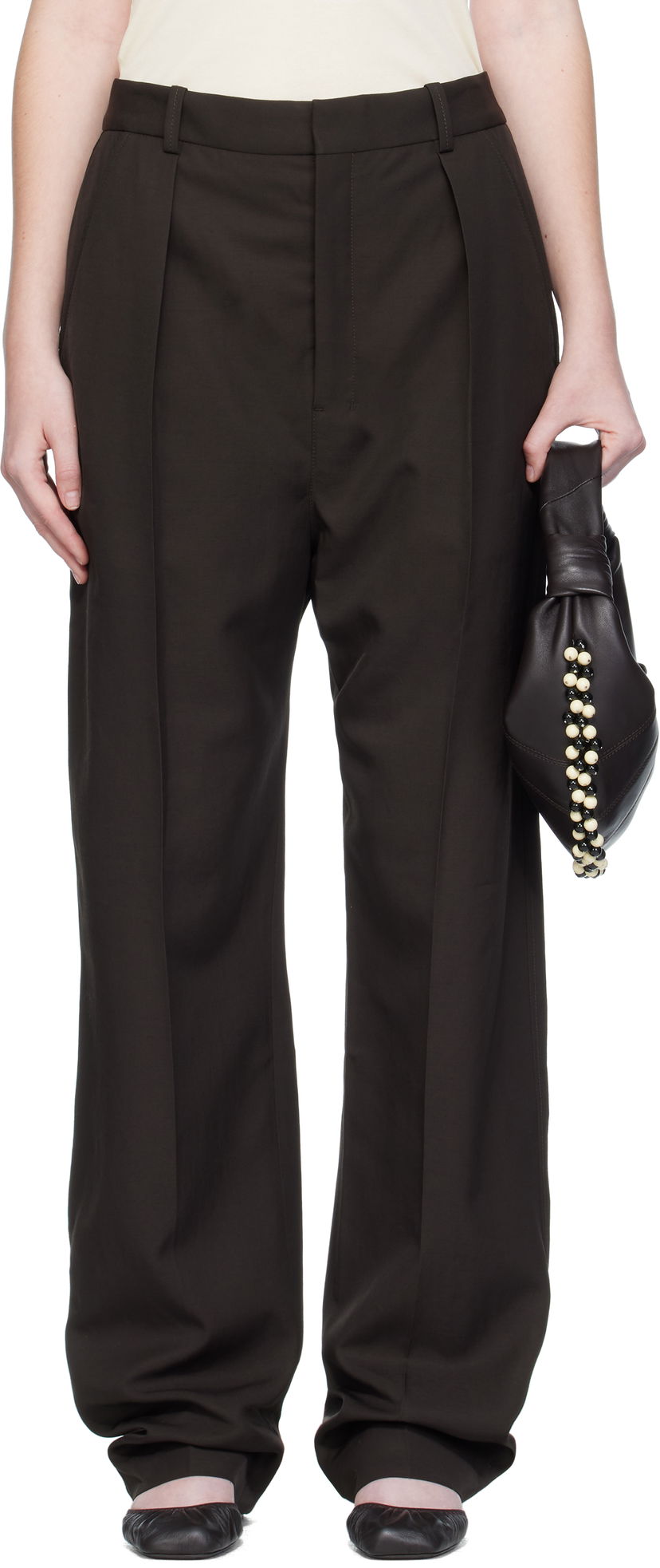 Панталони LEMAIRE Lemaire Pleated Trousers Кафяво | PA1251 LF1362
