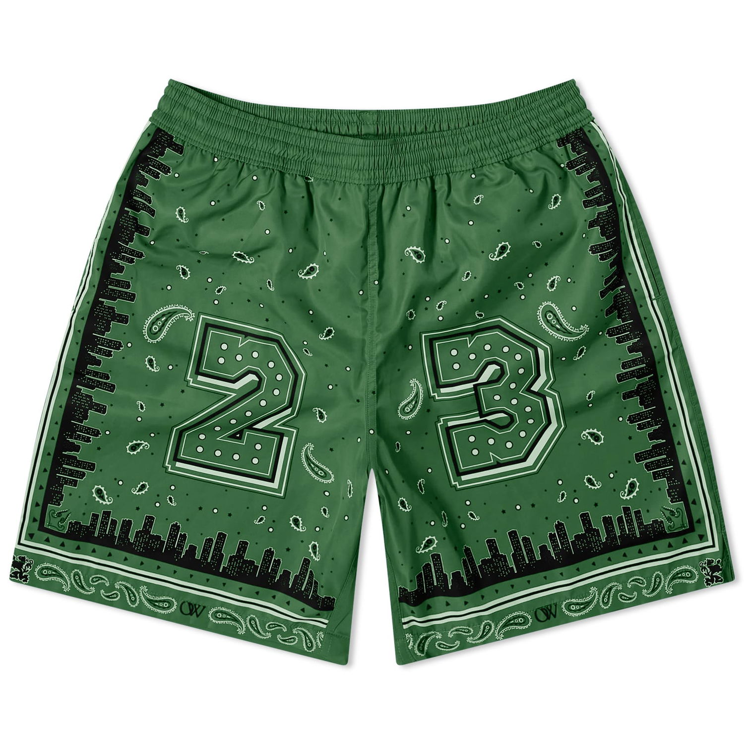Бански Off-White Bandana Swim Shorts Зелено | OMFD008S24FAB0025700, 0