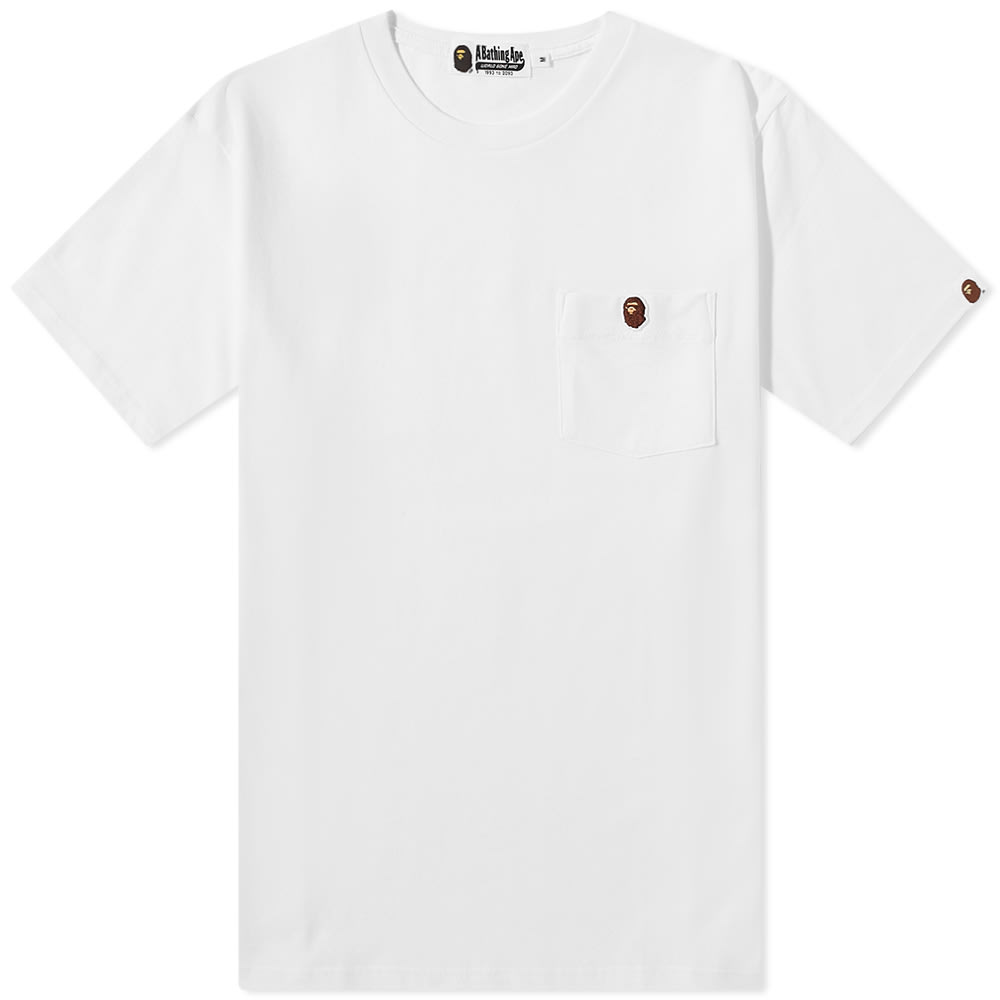 Тениска BAPE A Bathing Ape Ape Head One Point Pocket Tee Бяло | 001CSI801009M-WHT, 0