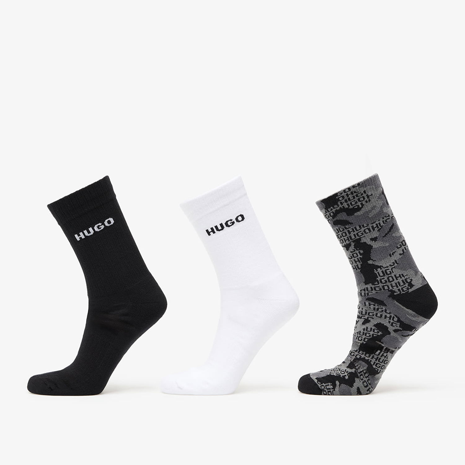 Чорапи BOSS Hugo Boss 3-Pack Qs Rib Camo Cc Socks Сиво | 50546476-960, 0