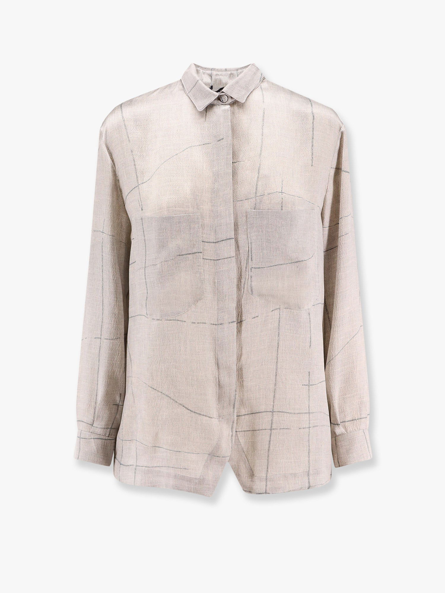 Риза Giorgio Armani Giorgio Armani Loose Fit Beige Shirt with Graphic Lines Бежово | GW000775TE13743F8078, 0