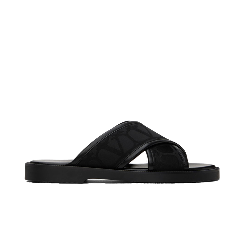 Кецове и обувки Valentino Garavani Black Toile Iconographe Sandals Черно | 4Y2S0H61IDQ