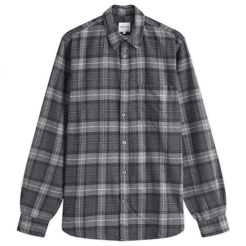 Риза NORSE PROJECTS Flannel Check Shirt Grey Сиво | N40-0804-1500