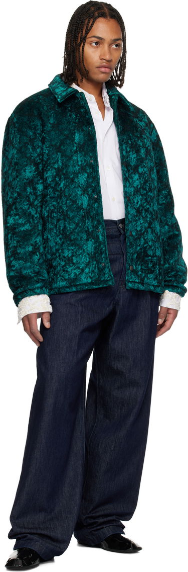 Яке Dries Van Noten Dries Van Noten Crushed Velvet Jacket Зелено | 252-020575-2133, 3