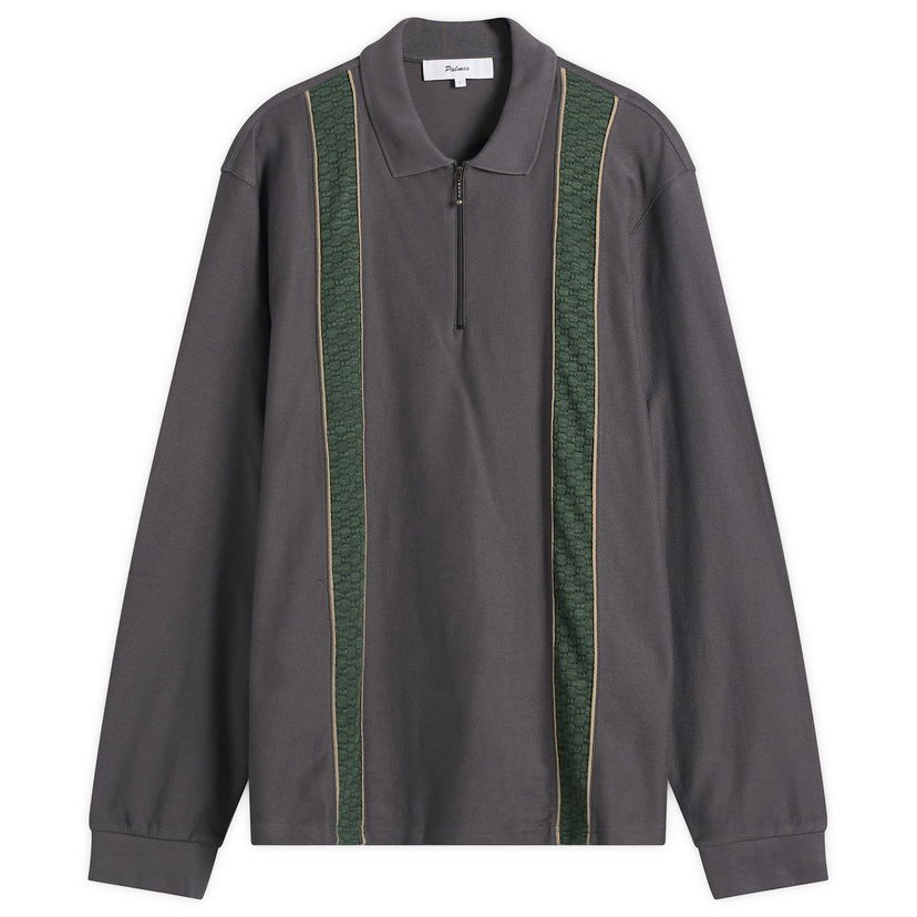 Поло тениска Palmes Palmes Lace Long Sleeve Zip Polo Сиво | P15-0033-888