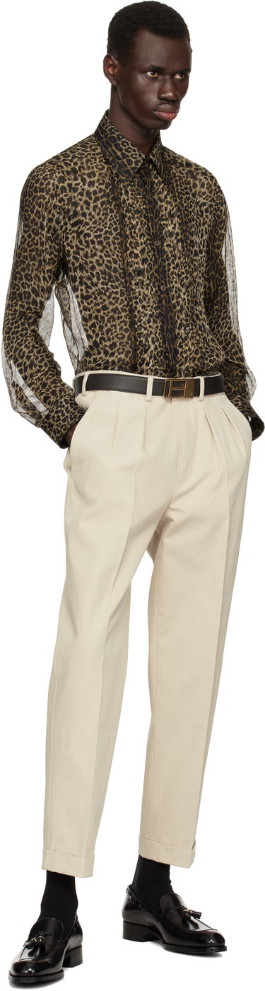 Риза Tom Ford TOM FORD Leopard Plisse Shirt Кафяво | HSA001-FMS051S25, 3