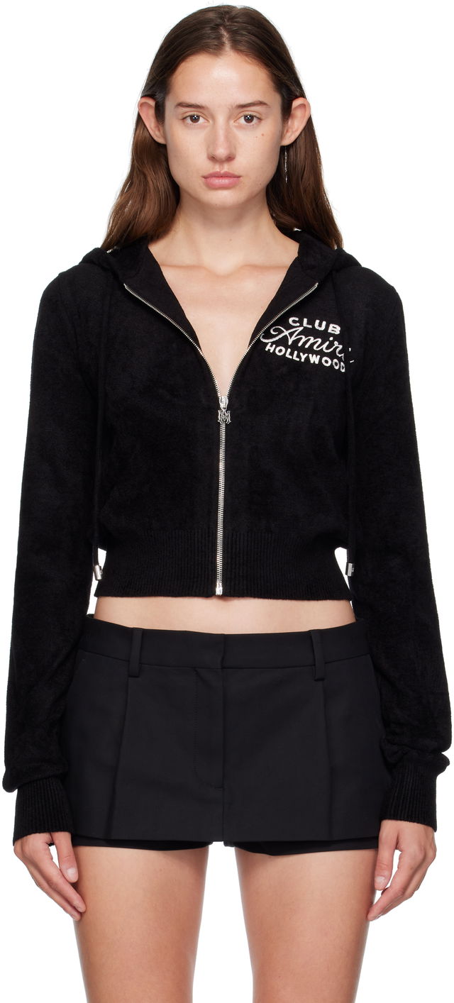 AMIRI 'Club AMIRI' Cropped Zip-Up Hoodie