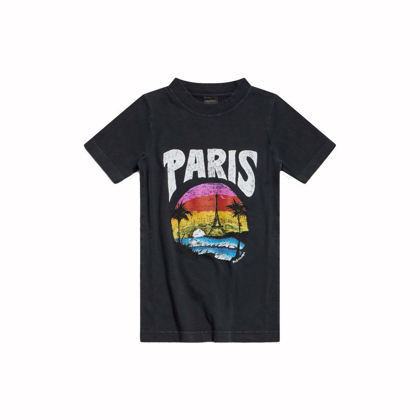 Тениска Balenciaga Paris Tropical T-shirt Черно | 768075TPVM21569