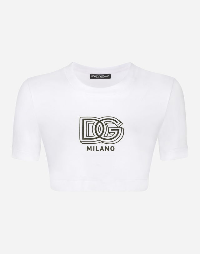 Cropped Jersey T-shirt With Dg Lettering