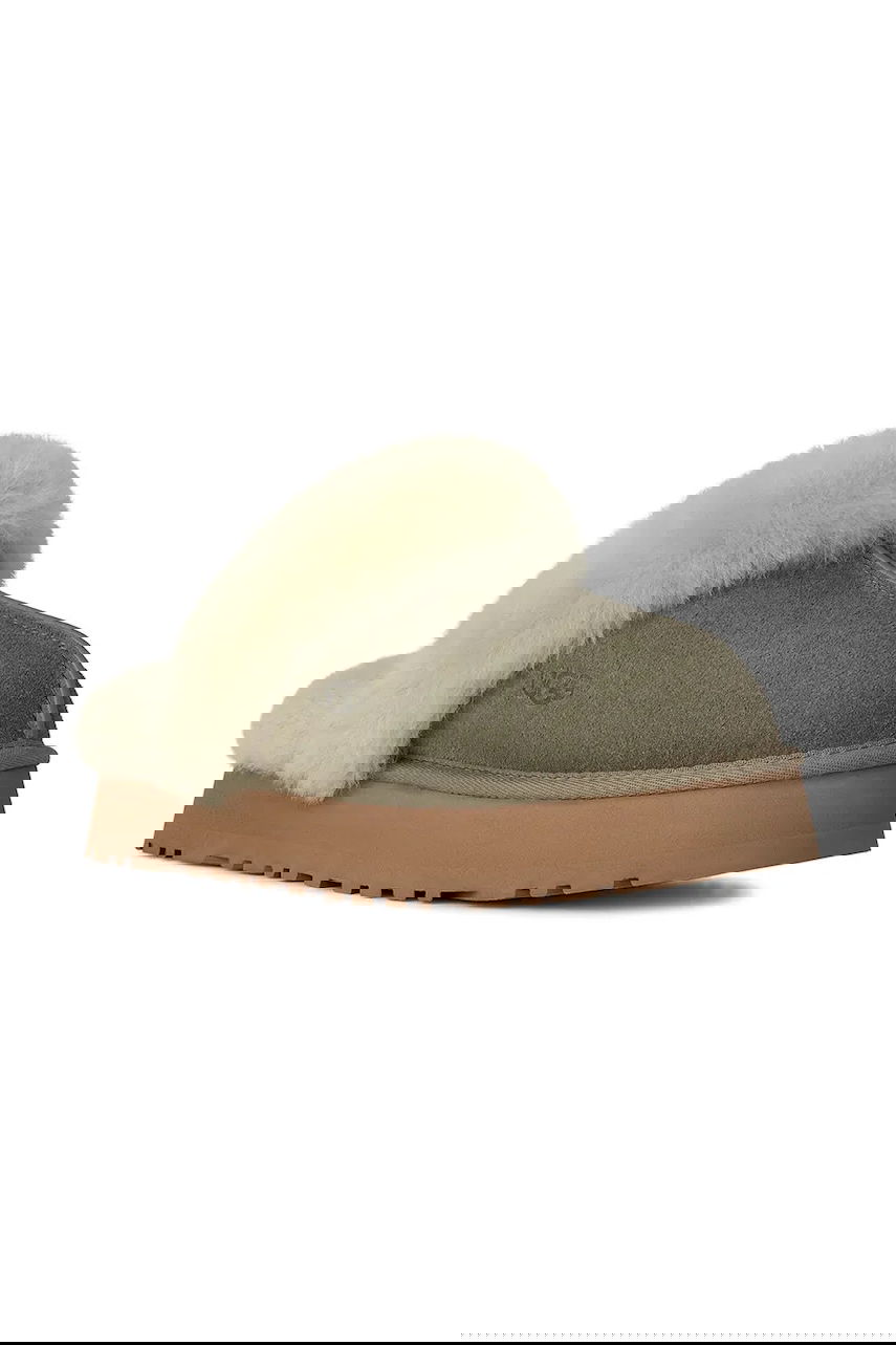 Кецове и обувки UGG Disquette Suede Fur Trim Slipper Зелено | 1122550.MRNM, 1