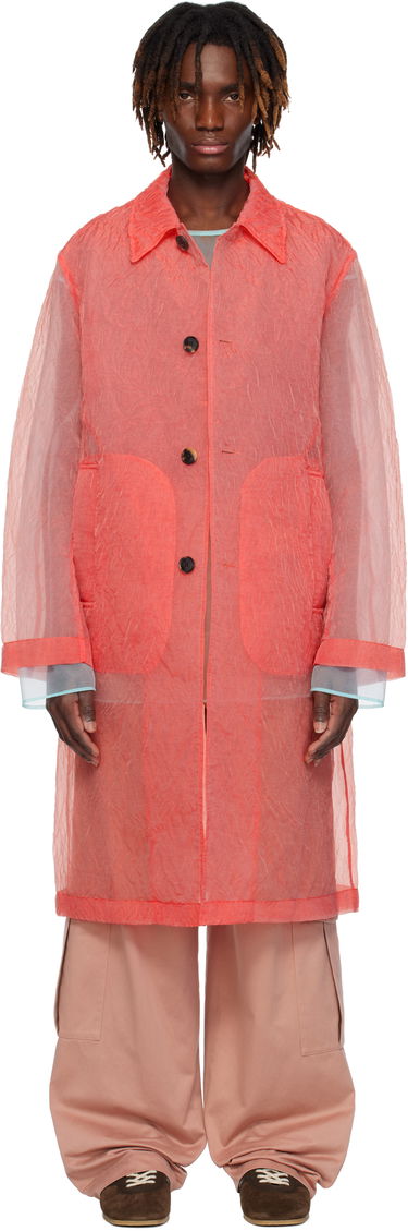 Дъждобран Dries Van Noten Dries Van Noten Crinkled Organza Coat Червено | 251-020211-1277, 0