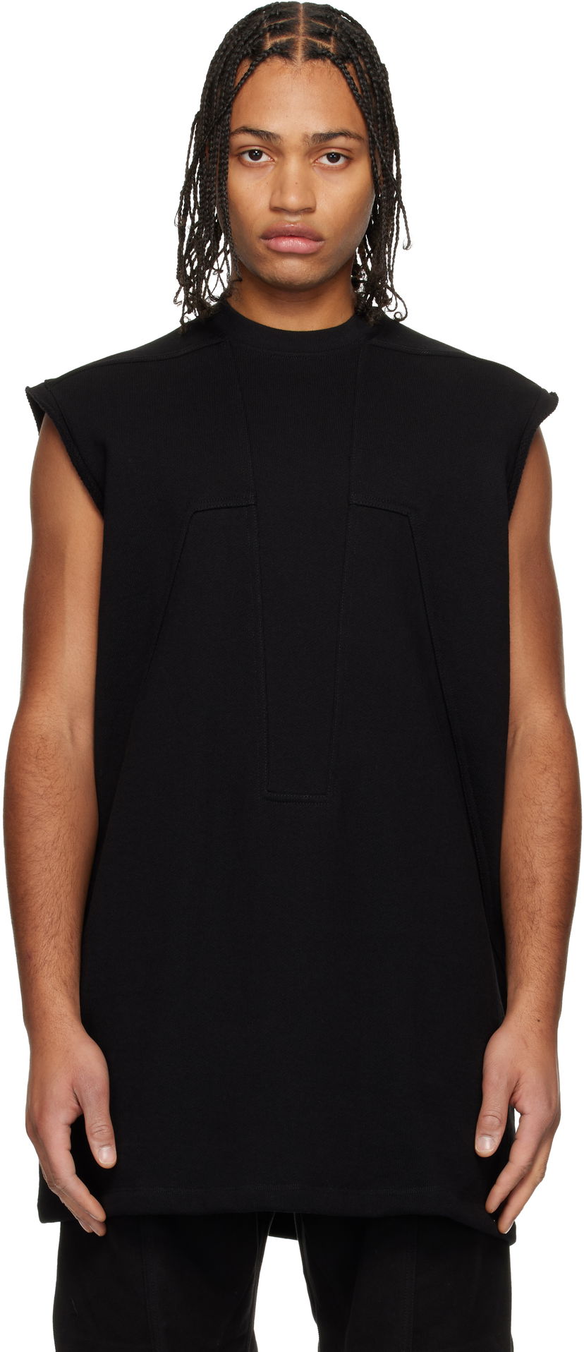 Потник Rick Owens Rick Owens Concordians Splintered Tarp Sleeveless T-shirt Черно | RU02E1168 JTC