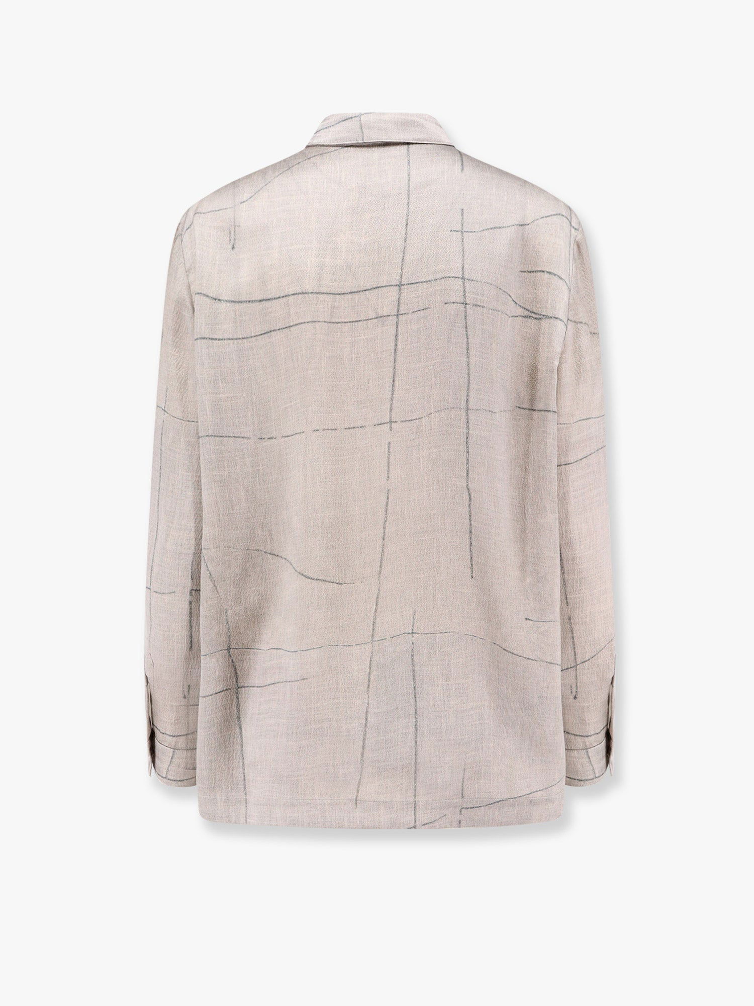 Риза Giorgio Armani Giorgio Armani Loose Fit Beige Shirt with Graphic Lines Бежово | GW000775TE13743F8078, 1