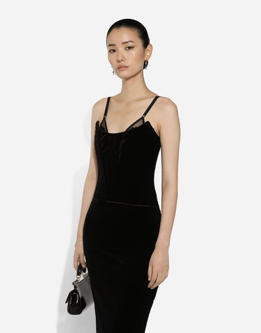 Pокля Dolce & Gabbana Velvet Calf-length Corset Dress Черно | F6IAITFUWD6N0000, 3