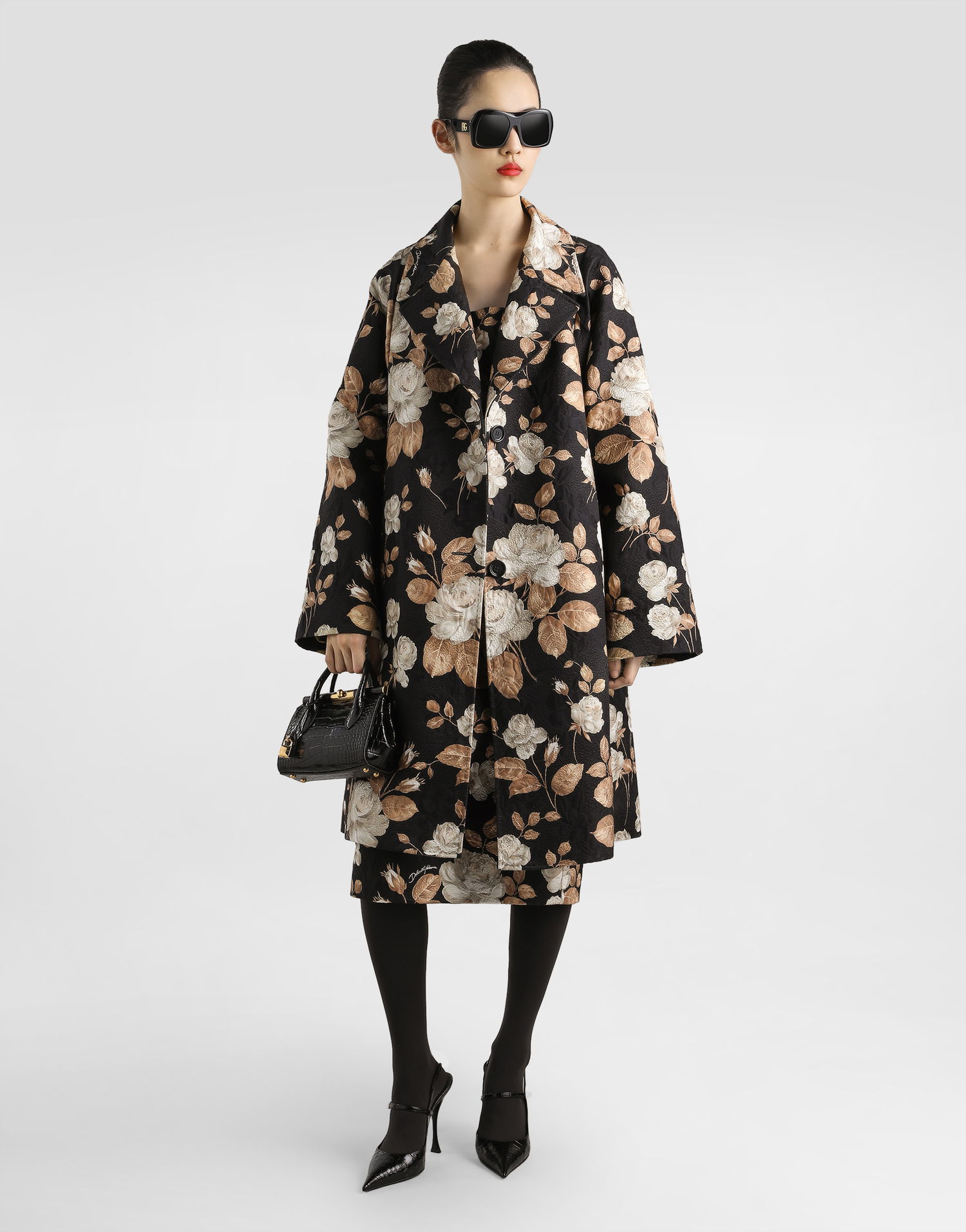 Pокля Dolce & Gabbana Dolce & Gabbana Rose Print Brocade Sheath Dress Черно | F6TVTTFSTBRHN5QQ, 1
