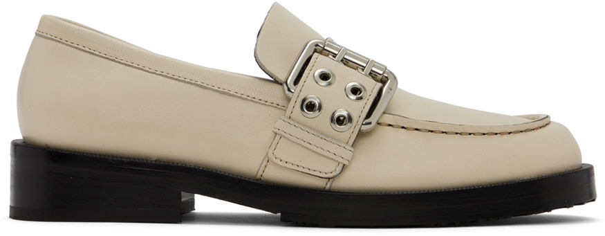 Кецове и обувки BY FAR SSENSE Work Capsule Rafael Buckled Leather Loafers Бежово | 23CASOLOLCENAP, 0