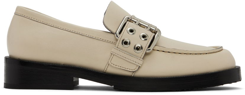 Кецове и обувки BY FAR SSENSE Work Capsule Rafael Buckled Leather Loafers Бежово | 23CASOLOLCENAP