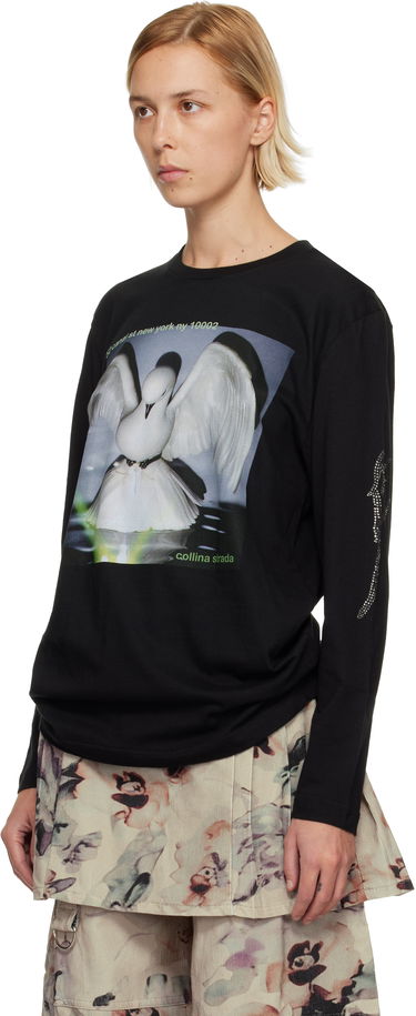 Тениска Collina Strada '52 Canal' Long Sleeve Rhinestone Graphic T-shirt Черно | XX3054, 3