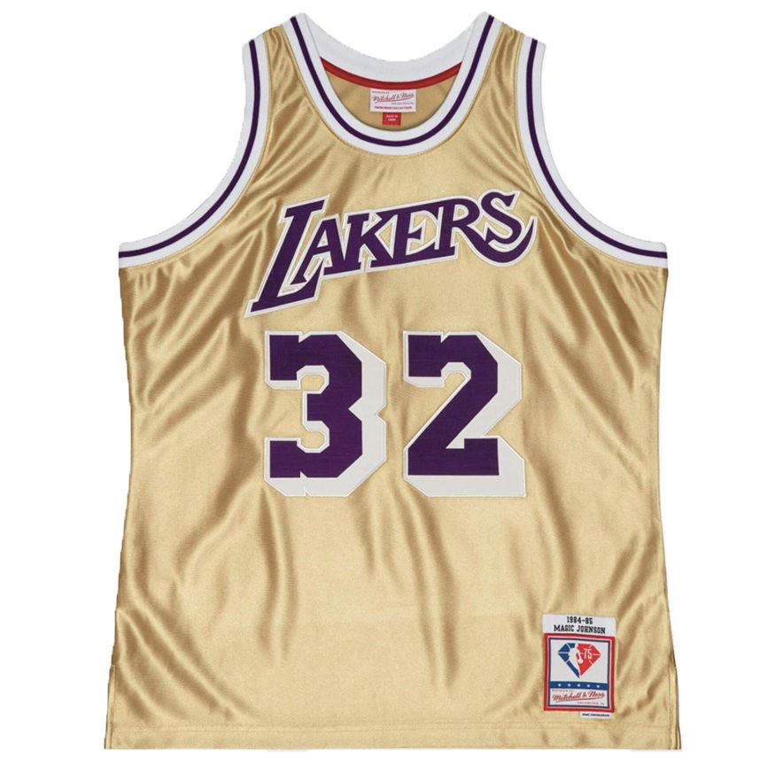 Фланелка Mitchell & Ness Los Angeles Lakers Magic Johnson 75th Gold Swingman Jersey Металик | SMJY4398-LAL84EJHGOLD, 0