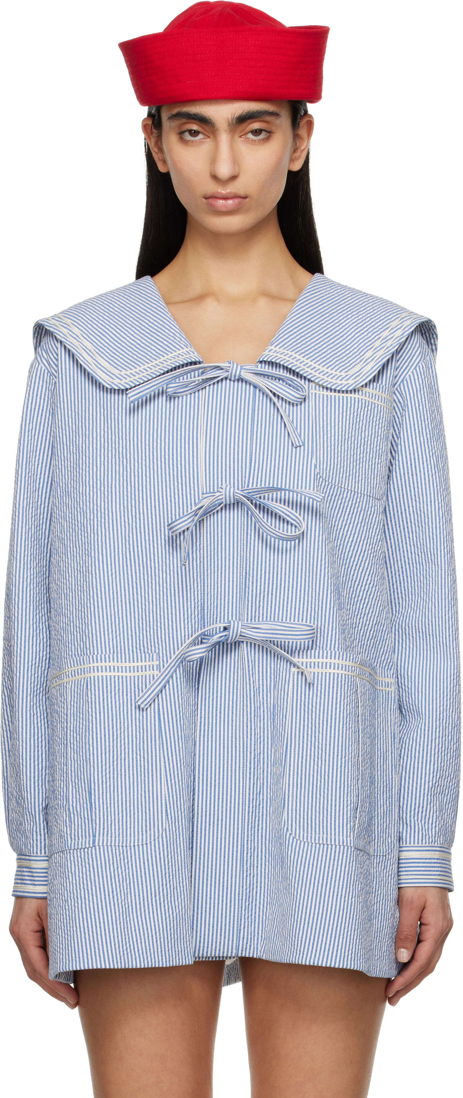 Риза Bode Bode Club Stripe Sailor Coat Синьо | WRS25JA003, 0