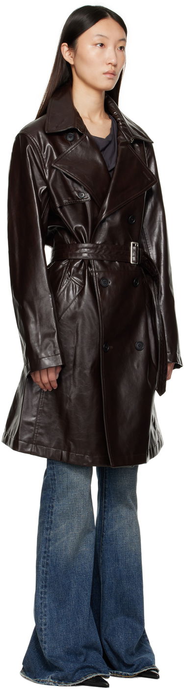 Тренчкот Maison Margiela MM6 Maison Margiela Double-Breasted Faux-Leather Jacket Кафяво | SH0AH0006 M35465, 4
