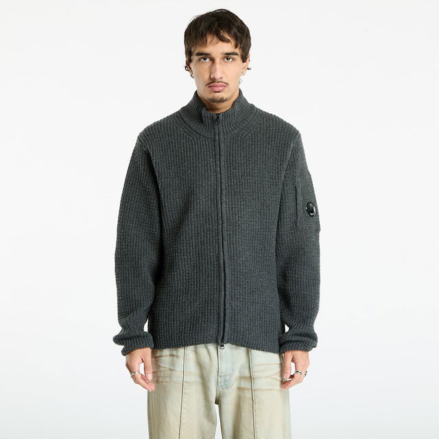 Lambswool Grs Full Zip Sweater Dark Shadow Grey
