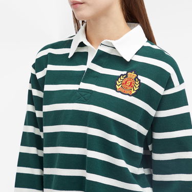 Поло тениска Sporty & Rich Striped Rugby Polo with Embroidered Crest Зелено | ST008506243ST31-WHT, 5