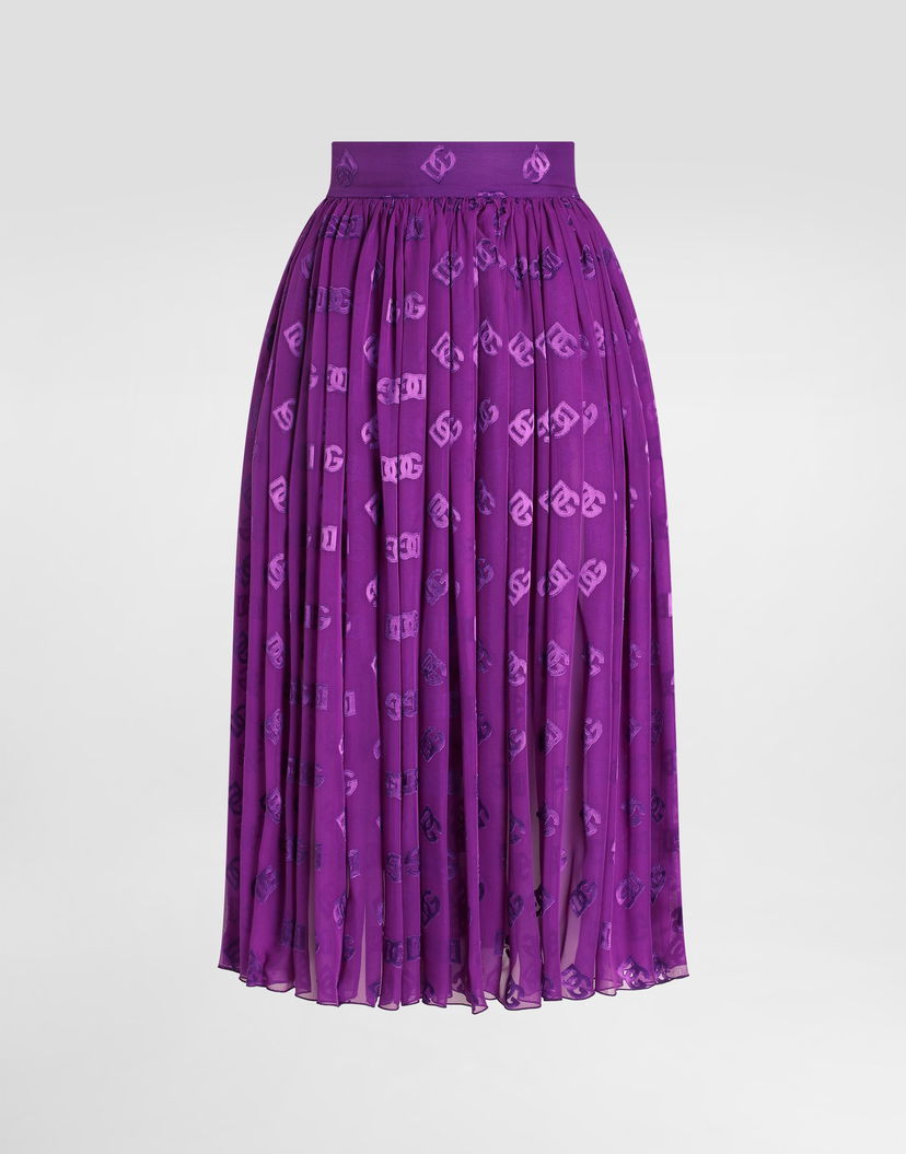 Пола Dolce & Gabbana Dolce & Gabbana Devoré Satin Jacquard Pleated Midi Skirt Лилаво | F4CJATFJTBRF0571
