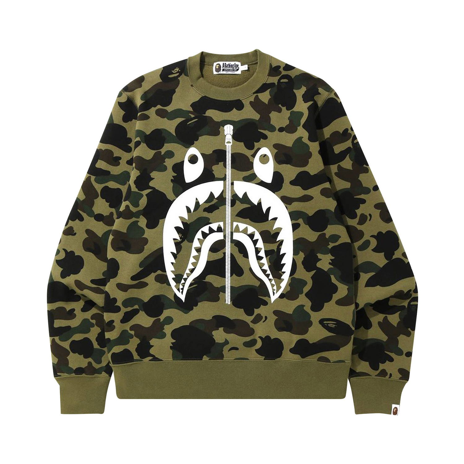 Пуловер BAPE 1st Camo Shark Crewneck Зелено | 1F70 113 009 GREEN, 1