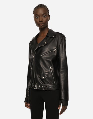 Яке Dolce & Gabbana Asymmetric Zip Belted Leather Jacket Черно | F9P52LHULRKN0000, 3