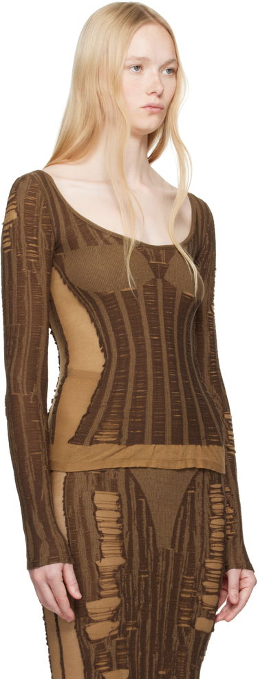 Pокля Diesel Diesel M-Calai Distressed Ribbed Knit Top Кафяво | A19218 0BJBI, 1
