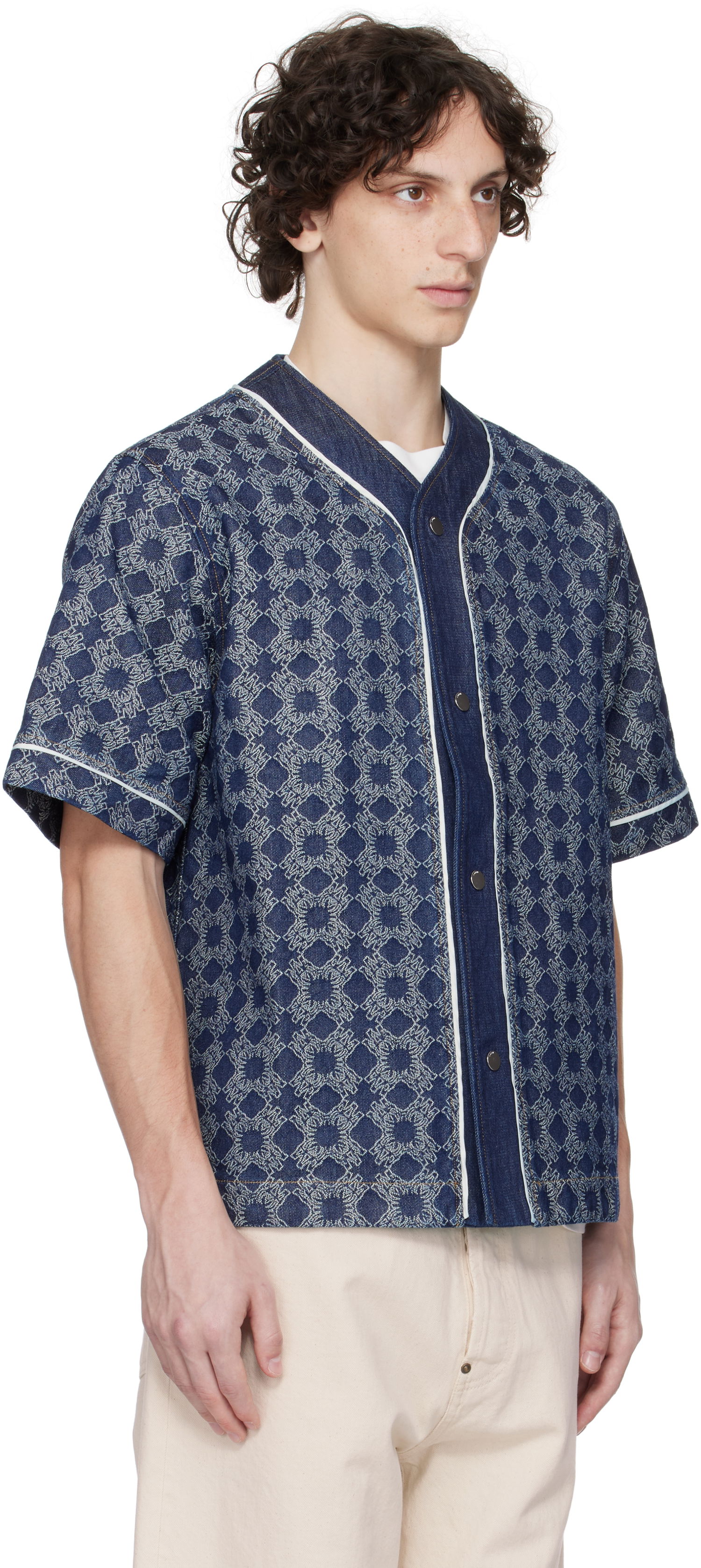 Риза AMIRI AMIRI MA Quad Baseball Denim Shirt Синьо | AMDNIR1042, 1