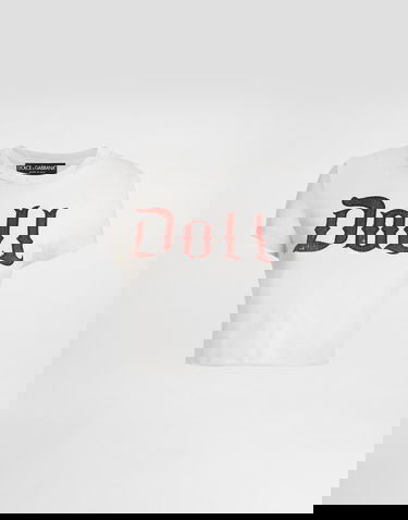 Съкратен топ Dolce & Gabbana Dolce & Gabbana Doll Print Cropped Jersey T-Shirt Бяло | F8V95TGDDGSS9000, 0