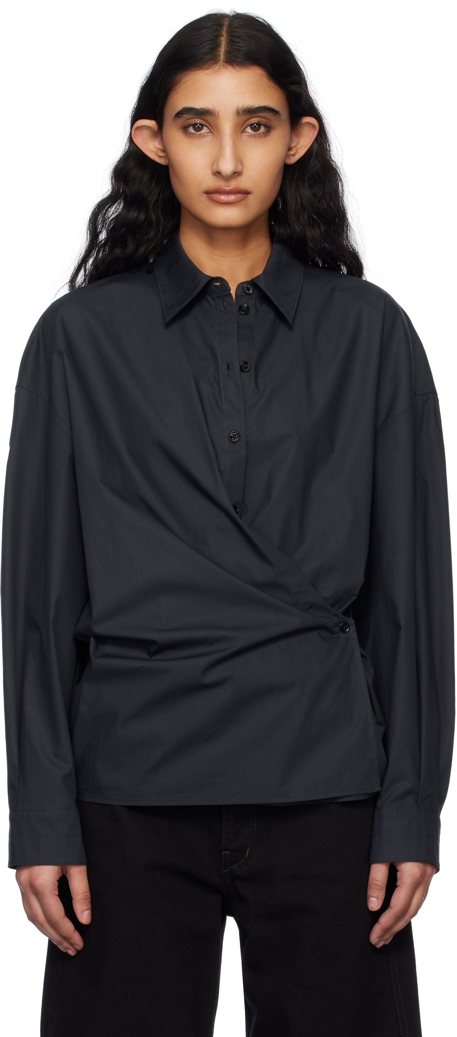Риза LEMAIRE Lemaire Straight Collar Twisted Shirt Тъмно синьо | SH1141 LF588, 0
