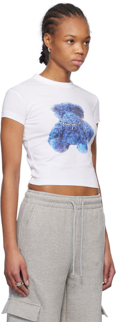 Съкратен топ We11done We11done Studded Bear Cropped T-Shirt Бяло | WD-TT0-25-754-W-WH, 1