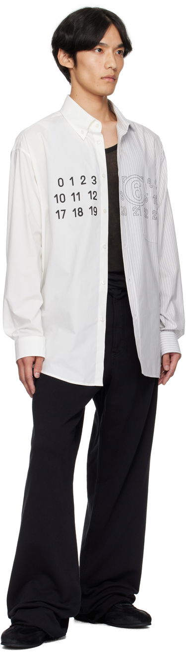 Риза Maison Margiela MM6 Maison Margiela Long Sleeve Shirt with Number Print Бяло | SH0DT0025 MTN085, 3