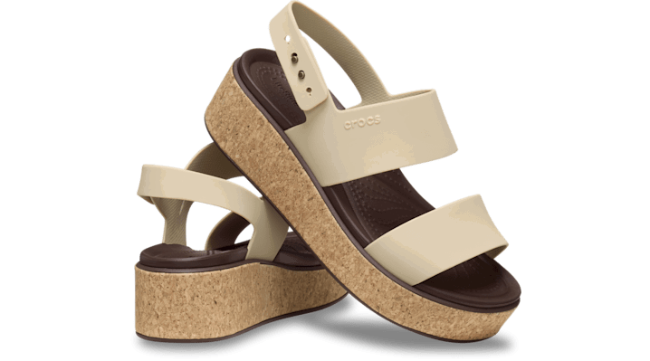 Кецове и обувки Crocs Brooklyn Cork Low Wedge Sandals Бежово | 211144-212, 1