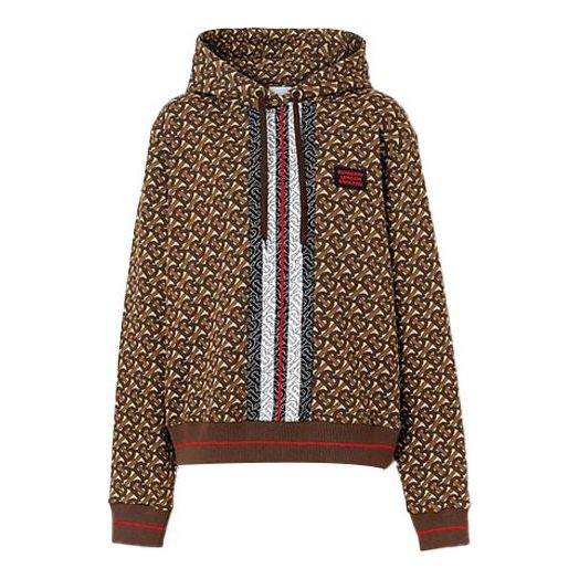 Суитчър Burberry Logo Stripes Print Cotton Hoodie Кафяво | 80184581, 0