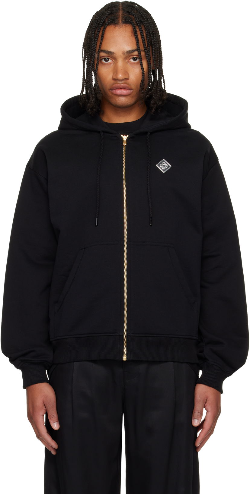 Суитчър Casablanca 'Casa' Chrome Full Zip Hoodie Черно | M-AW25-JTP-408-02