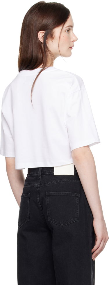 Съкратен топ Loulou de Saison Loulou de Saison Gupo Cropped T-Shirt Бяло | GUPO, 2