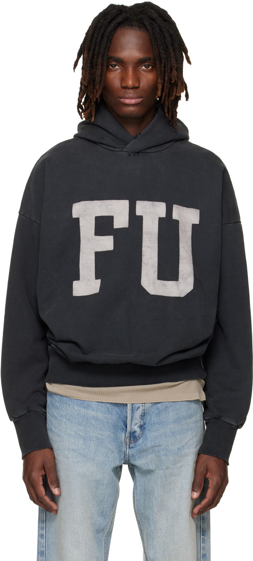 Суитчър Fear of God Oversized Distressed 'Qualified' Hoodie Черно | FG25FW12-12104BHF-001