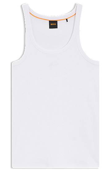 Потник BOSS Ribbed stretch-cotton tank top with logo embroidery Бяло | 50554664, 0