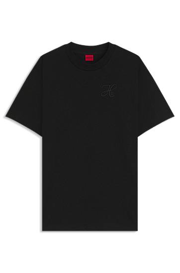 Тениска BOSS Relaxed-Fit Cotton Jersey T-Shirt with Embroidered Monogram Черно | 50550901, 0