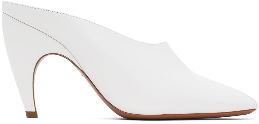 Кецове и обувки Alaïa Sculptural Heel Leather Mules Бяло | AA3M083CK122, 0