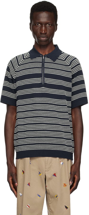Поло тениска BEAMS Beams Plus Jacquard Polo Тъмно синьо | 3802-0037-156, 0