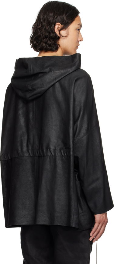 Суитчър Rick Owens Rick Owens Hollywood Hooded Tunic Leather Jacket Черно | RR01E5702 LBA, 2